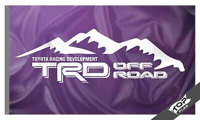 Trd Off Road Flag Banner (3x5 Ft) Toyota Racing Development Black Garage Car