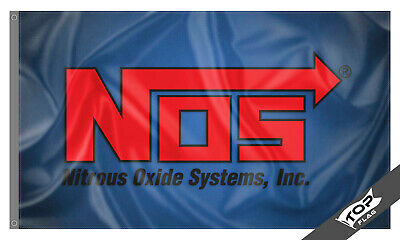 NOS Flag Banner 3x5 ft Nitrous Oxide Systems White Racing Car