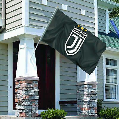 Juventus Flag Banner 3x5 ft Football Club Flag Team Soccer Banner Black for Fan