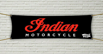 Indian Motorcycle Flag Banner 1.5x5 ft Black Garage Wall