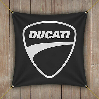 Ducati Flag Banner 1x1 ft Moto MotoGP SuperBike Motorcycle Racing Cave