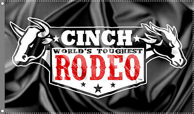 Cinch World's Toughest Rodeo Flag Banner 3x5 ft Black