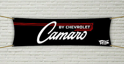 Camaro Flag Banner 1.5X5 Ft Blue Racing Car