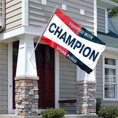 Champion Spark Plugs Banner Flag (3x5 Ft) Equipped With Logo Auto Car Parts