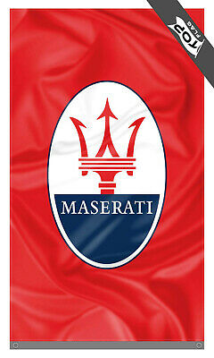 Maserati Flag Banner 3X5 Ft Italian Motor Black Garage Wall Man Cave