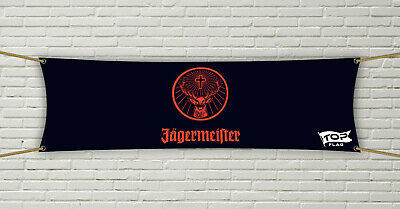 Jagermeister Flag Banner 1.5X5 Ft Car Wall Garage Black Advertising Promo