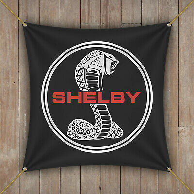 Shelby Flag Banner 1x1 ft Man Cave Black Manufacturer Car