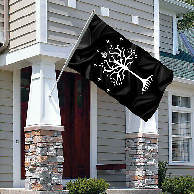 Tree of Gondor Flag Banner 3x5 ft White Elendil House Tirith
