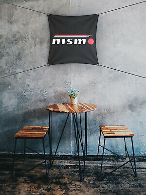 Nismo Flag Banner 1x1 ft Man Cave Outdoor RAM BLACK RACING CAR