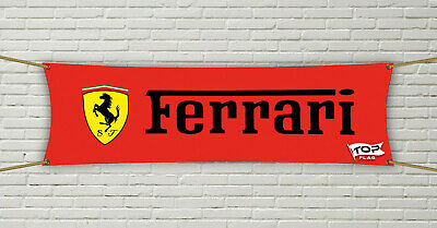 Ferrari Flag Banner 1.5x5ft Scuderia Automotive Car Shop Garage Red Cave