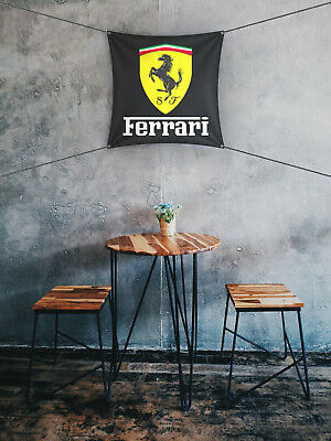 Ferrari Flag Banner 1 x 1 ft Racing Italy Man Cave Black Manufacturer Car