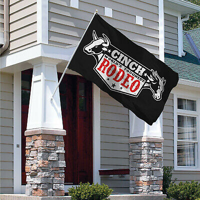 Cinch World's Toughest Rodeo Flag Banner 3x5 ft Black