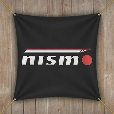 Nismo Flag Banner 1x1 ft Man Cave Outdoor RAM BLACK RACING CAR