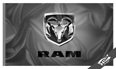 Dodge RAM Flag Banner 3 x 5 ft Man Cave Outdoor RAM BLACK RACING CAR