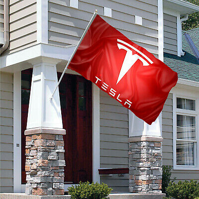 Flag Tesla Banner 3x5 ft Model S Car Model 3 Premium Car Sticker Cave Man