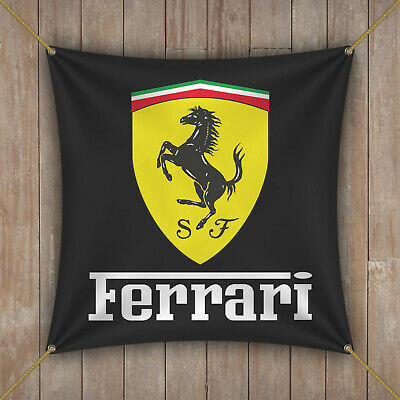 Ferrari Flag Banner 1 x 1 ft Racing Italy Man Cave Black Manufacturer Car